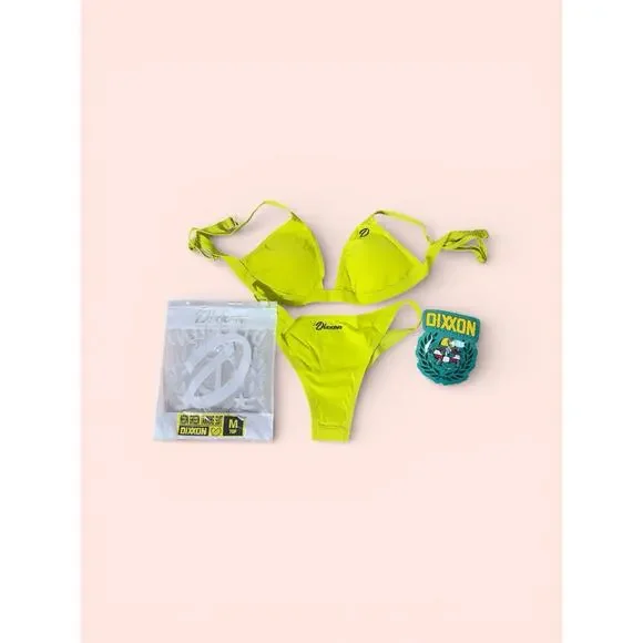 Dixxon Premium Swimwear Womens M Neon Green Yellow Tanning Suit Bikini - Picture 2 of 4